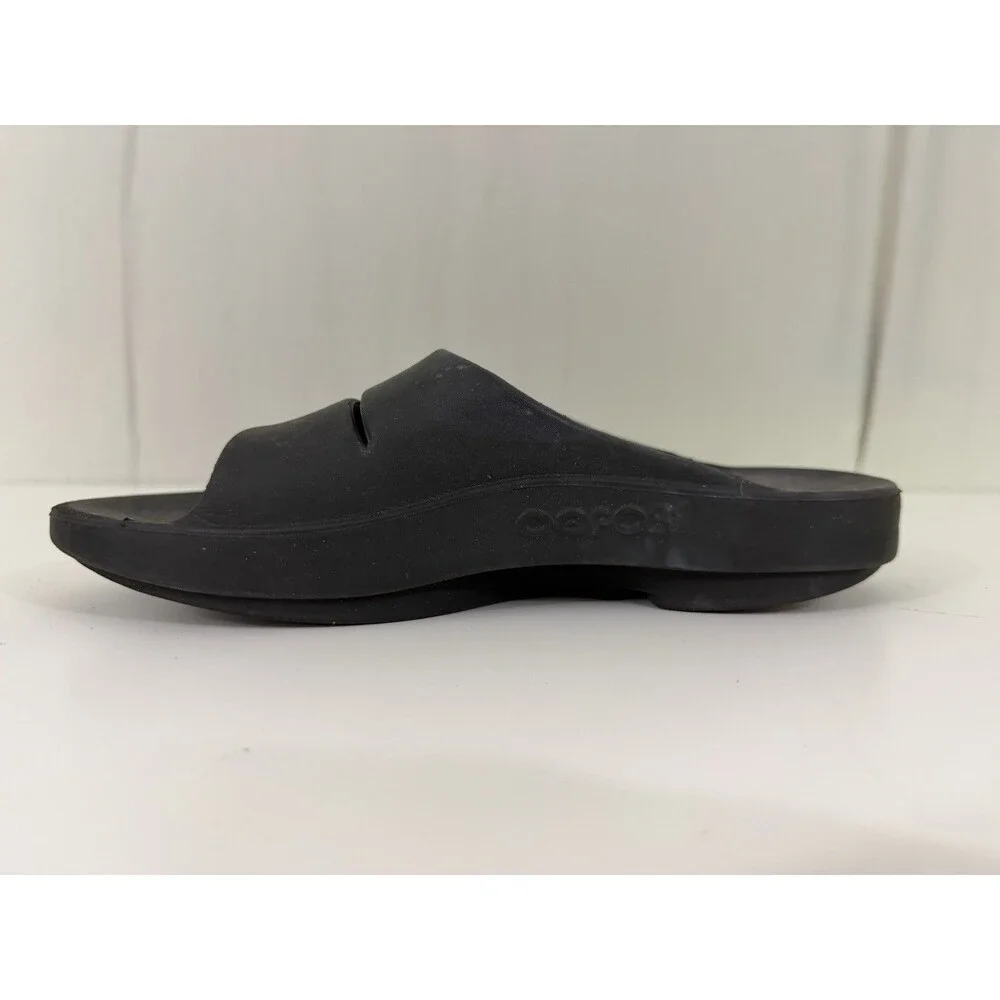 Oofos Ooahh Sport Slide Sandals Unisex M5/W7 EU 38 Solid Black Slip On Recovery